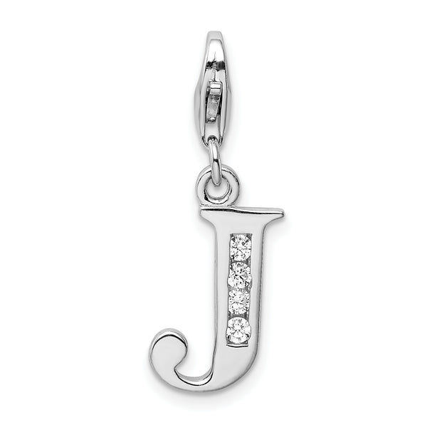 Adornica Diamonds Sterling Silver Amore La Vita Rhodium-plated CZ Letter J Initial Charm