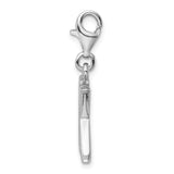 Sterling Silver CZ Letter K W/Lobster Claw Clasp Clasp Charm Charms
