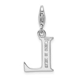 Sterling Silver CZ Letter L W/Lobster Claw Clasp Clasp Charm Charms