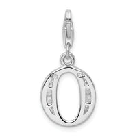 Sterling Silver CZ Letter O W/Lobster Claw Clasp Clasp Charm Charms