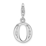 Sterling Silver CZ Letter O W/Lobster Claw Clasp Clasp Charm Charms