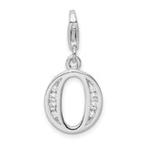 Sterling Silver CZ Letter O W/Lobster Claw Clasp Clasp Charm Charms