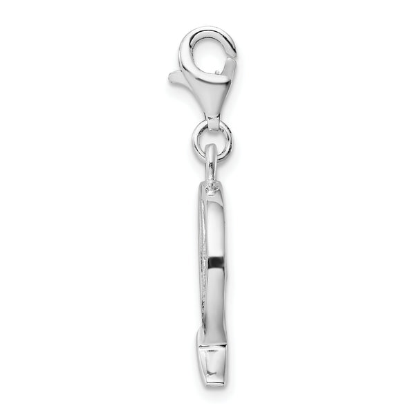 Sterling Silver CZ Letter Q W/Lobster Claw Clasp Clasp Charm Charms