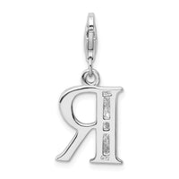 Sterling Silver CZ Letter R W/Lobster Claw Clasp Clasp Charm Charms
