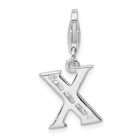 Sterling Silver CZ Letter X W/Lobster Claw Clasp Clasp Charm Charms