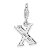 Sterling Silver CZ Letter X W/Lobster Claw Clasp Clasp Charm Charms