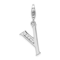 Amore LaVita Sterling Silver CZ Letter Y with Lobster Clasp Charm