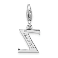 Amore LaVita Sterling Silver CZ Letter Z with Lobster Clasp Charm