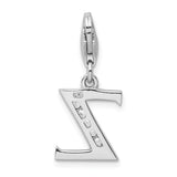 Amore LaVita Sterling Silver CZ Letter Z with Lobster Clasp Charm