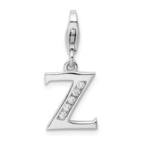 Amore LaVita Sterling Silver CZ Letter Z with Lobster Clasp Charm