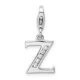 Amore LaVita Sterling Silver CZ Letter Z with Lobster Clasp Charm