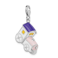 Amore La Vita Sterling Silver RH 3-D Enameled Train w/Lobster Clasp Charm QCC1051