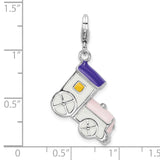 Amore La Vita Sterling Silver RH 3-D Enameled Train w/Lobster Clasp Charm QCC1051