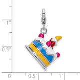 Goldia Sterling Silver 3-d Enameled Cake W/Lobster Claw Clasp Charm
