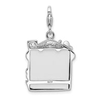 Goldia Sterling Silver Enameled Pet Picture Frame W/Lobster Claw Clasp Charm