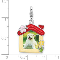 Goldia Sterling Silver Enameled Pet Picture Frame W/Lobster Claw Clasp Charm