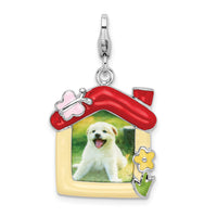 Goldia Sterling Silver Enameled Pet Picture Frame W/Lobster Claw Clasp Charm