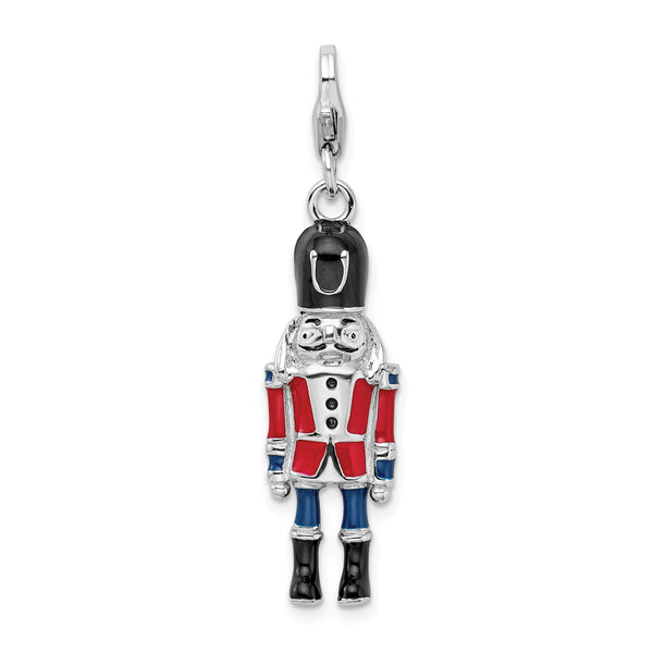 Amore LaVita Sterling Silver 3-D Enameled Nut Cracker with Lobster Clasp Charm