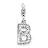 Amore LaVita Sterling Silver CZ Letter B with Lobster Clasp Charm