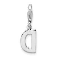 Couture Jewelers- 925 Sterling Silver Rhodium Plated Alphabet Pendant- D Letter Charm with Lobster Claw Clasp Fine Jewelry Design for Men or Women (33mm x 8mm)