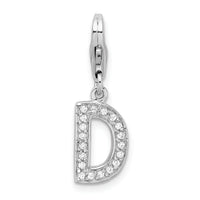 Couture Jewelers- 925 Sterling Silver Rhodium Plated Alphabet Pendant- D Letter Charm with Lobster Claw Clasp Fine Jewelry Design for Men or Women (33mm x 8mm)