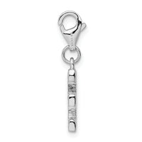 Amore LaVita Sterling Silver CZ Letter E with Lobster Clasp Charm
