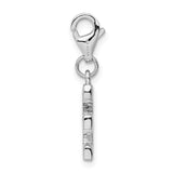 Amore LaVita Sterling Silver CZ Letter E with Lobster Clasp Charm