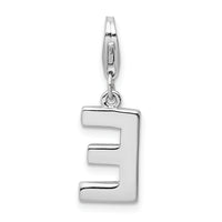 Amore LaVita Sterling Silver CZ Letter E with Lobster Clasp Charm