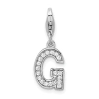 Goldia Sterling Silver CZ Letter G w/Lobster Claw Clasp Charm