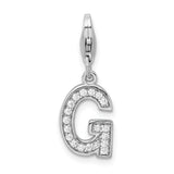 Goldia Sterling Silver CZ Letter G w/Lobster Claw Clasp Charm