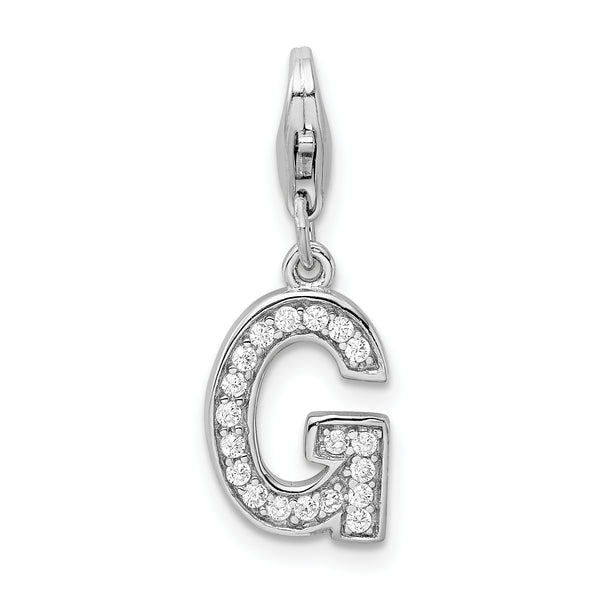 Goldia Sterling Silver CZ Letter G w/Lobster Claw Clasp Charm