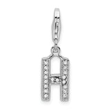 Sterling Silver CZ Letter H W/Lobster Claw Clasp Clasp Charm Charms