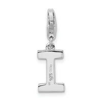 Sterling Silver CZ Letter I with Lobster Clasp Charm