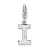 Sterling Silver CZ Letter I with Lobster Clasp Charm