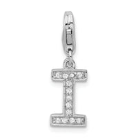 Sterling Silver CZ Letter I with Lobster Clasp Charm