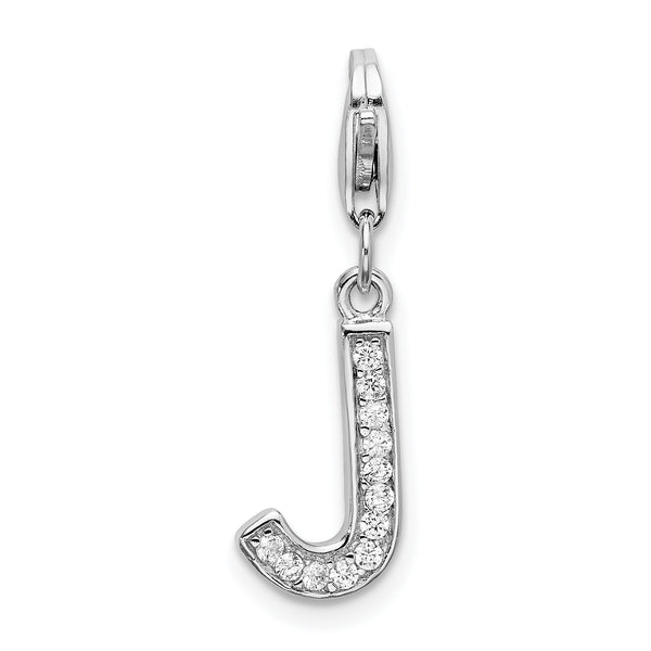 Adornica Diamonds Sterling Silver Amore La Vita Rhodium-plated CZ Letter J Initial Charm