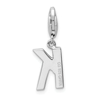 Sterling Silver RH CZ Letter K w/Lobster Clasp Charm