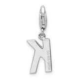 Sterling Silver RH CZ Letter K w/Lobster Clasp Charm