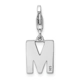 Sterling Silver CZ Letter M W/Lobster Claw Clasp Clasp Charm Charms