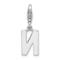 Amore La Vita Sterling Silver Rhodium-plated CZ Letter N Initial Charm