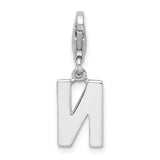 Amore La Vita Sterling Silver Rhodium-plated CZ Letter N Initial Charm
