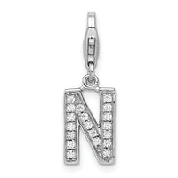 Amore La Vita Sterling Silver Rhodium-plated CZ Letter N Initial Charm
