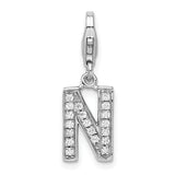 Amore La Vita Sterling Silver Rhodium-plated CZ Letter N Initial Charm