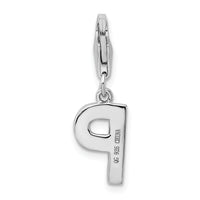 Sterling Silver CZ Letter P W/Lobster Claw Clasp Clasp Charm Charms