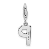 Sterling Silver CZ Letter P W/Lobster Claw Clasp Clasp Charm Charms