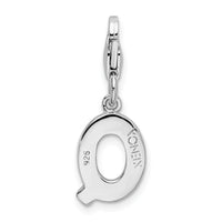 Sterling Silver CZ Letter Q W/Lobster Claw Clasp Clasp Charm Charms