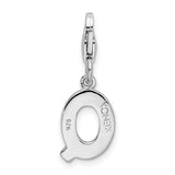 Sterling Silver CZ Letter Q W/Lobster Claw Clasp Clasp Charm Charms