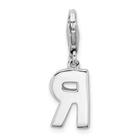 Sterling Silver CZ Letter R W/Lobster Claw Clasp Clasp Charm Charms