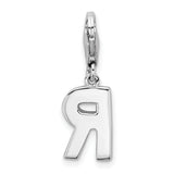 Sterling Silver CZ Letter R W/Lobster Claw Clasp Clasp Charm Charms