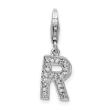Sterling Silver CZ Letter R W/Lobster Claw Clasp Clasp Charm Charms